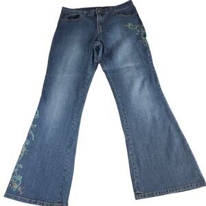 Arizona Jean Co. Flare Jeans Womens Plus 18.5 Blue Embellished Y2K Boho Western